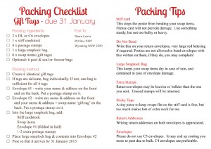 Swap Checklist & packing tips Gift Tags proof