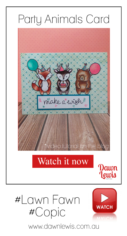 Dawn Lewis shows you how to make this fun card using Lawn Fawn 'Party Animals' stamps + Copic markers in this video tutorial. Looking for Lawn Fawn + Copic in Australia? Check out www.dawnlewis.com.au