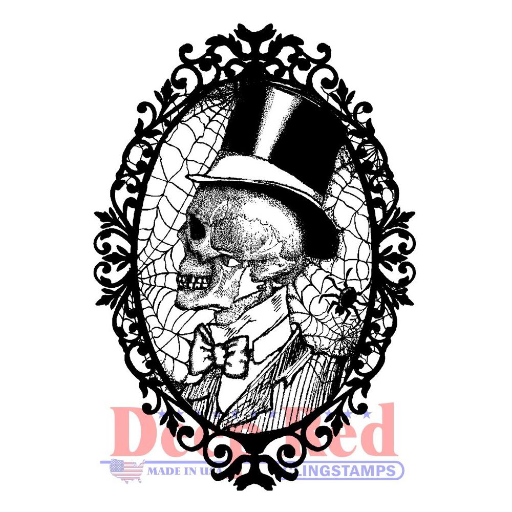 Deep Red Sugar Skull Rubber Cling Stamp 