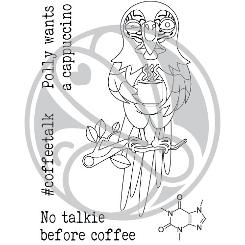Rabbit Hole Design, Caffeinated Parrot stamp set, Australia