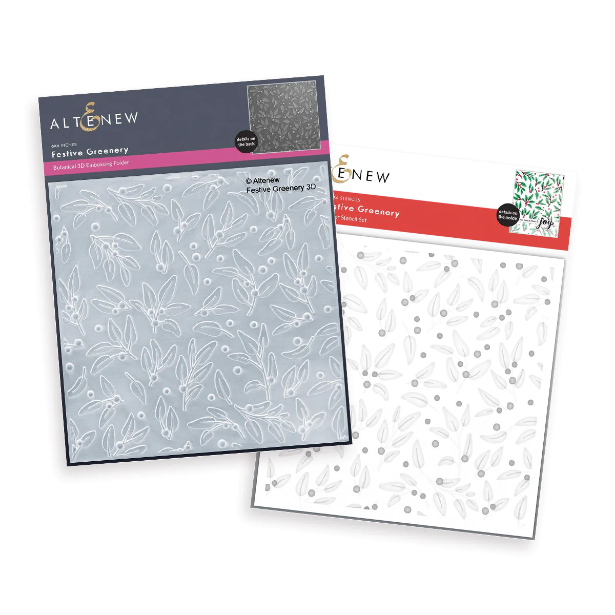 Altenew, Festive Greenery stencil & embossing folder bundle, Australia
