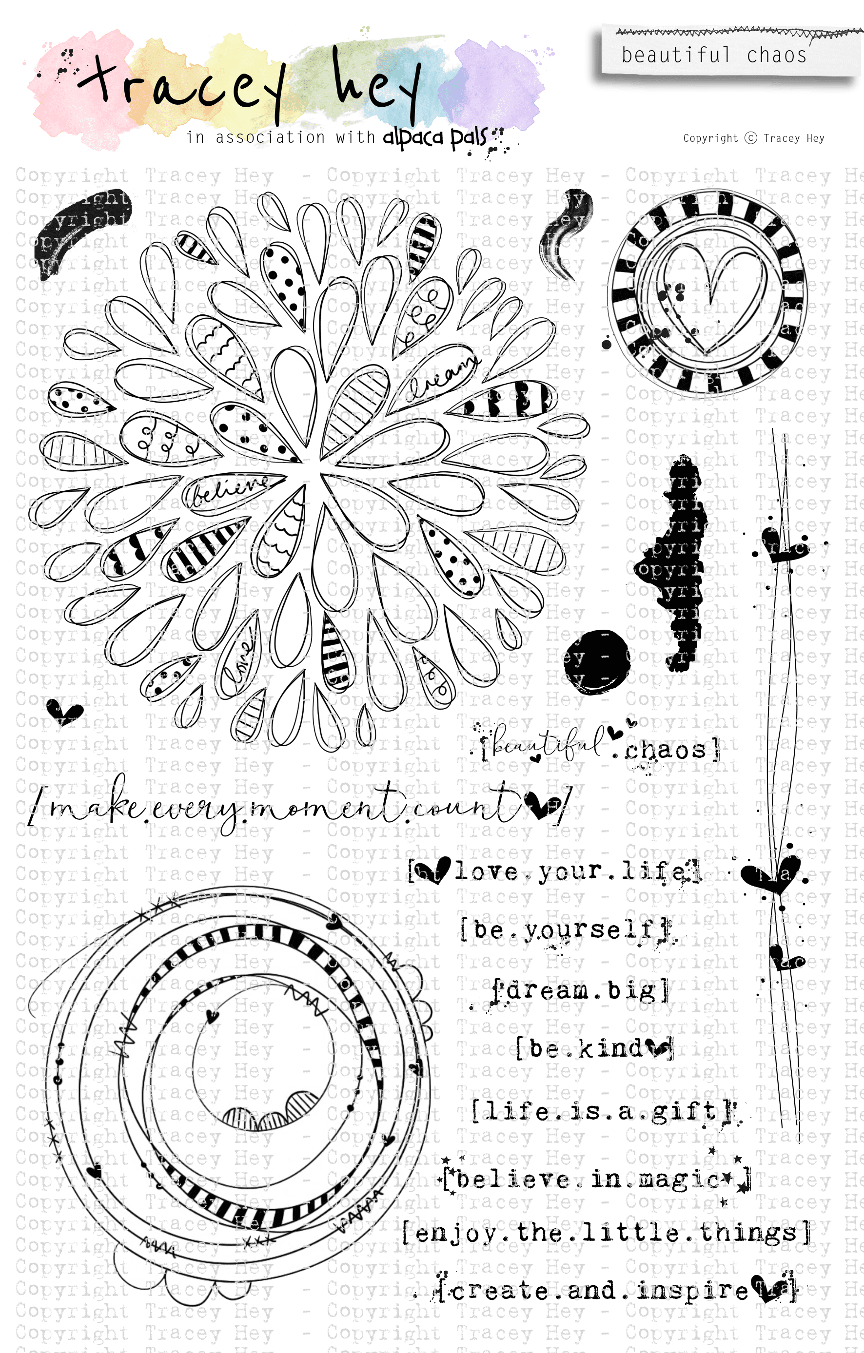 Beautiful Chaos stamp set, Tracey Hey