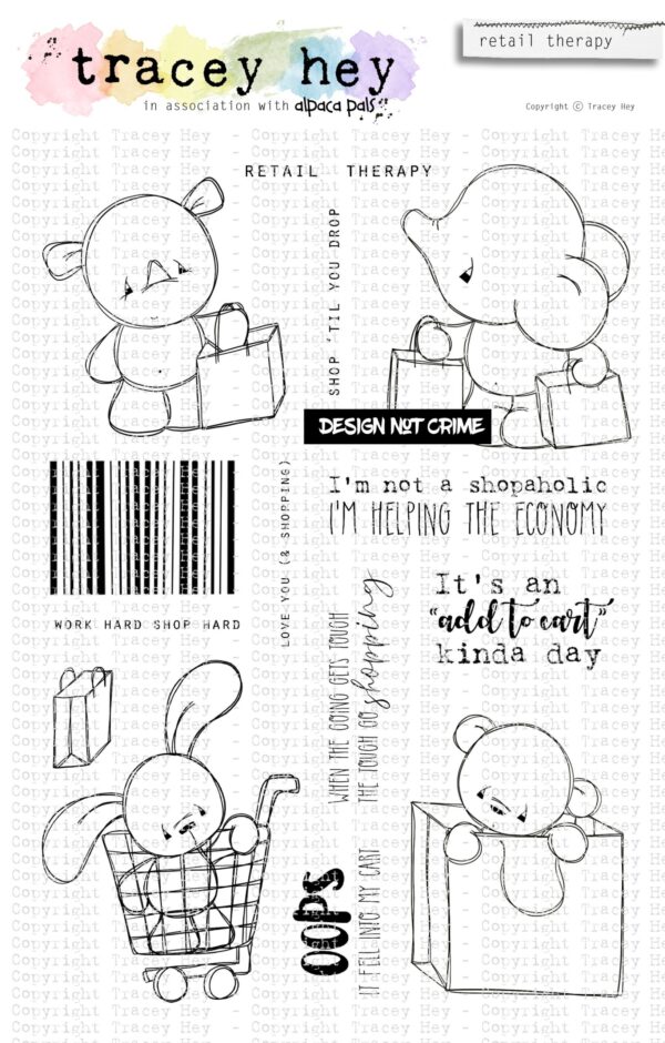Tracey Hey, Retail Therapy stamp set, Australia