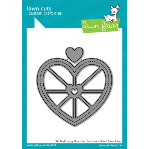 Stitched Happy Heart Geo Frame die set, Lawn Fawn