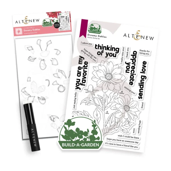 Build-A-Garden: Dreamy Dahlias stamp + stencil bundle, Altenew