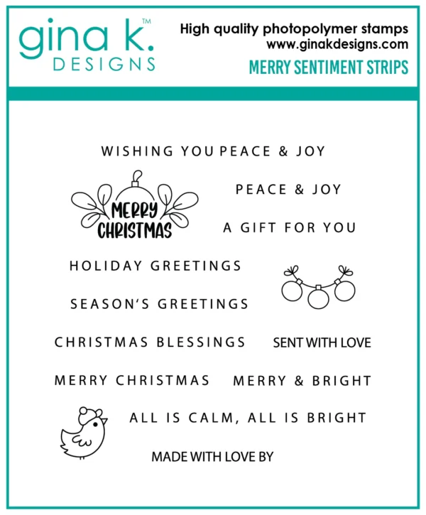 Merry Sentiment Strips stamp set, Gina K Designs