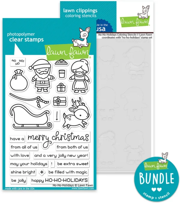 Ho-Ho-Holiday stamp & stencil bundle, Lawn Fawn