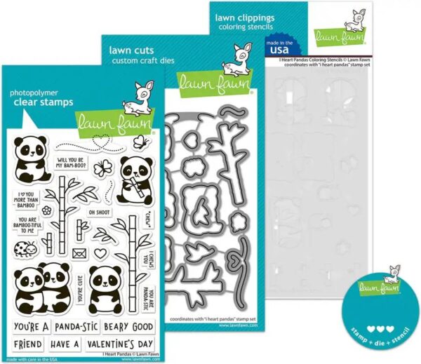 I Heart Pandas (stamps/dies/stencils), Lawn Fawn