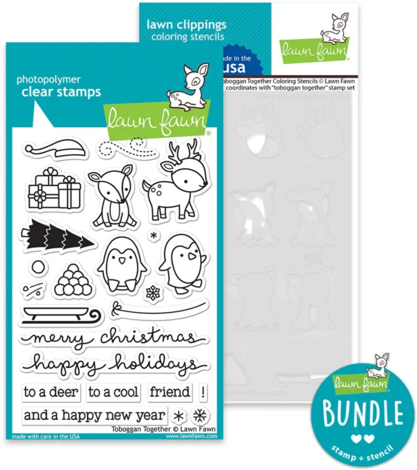 Toboggan Together stamp & stencil bundle, Lawn Fawn