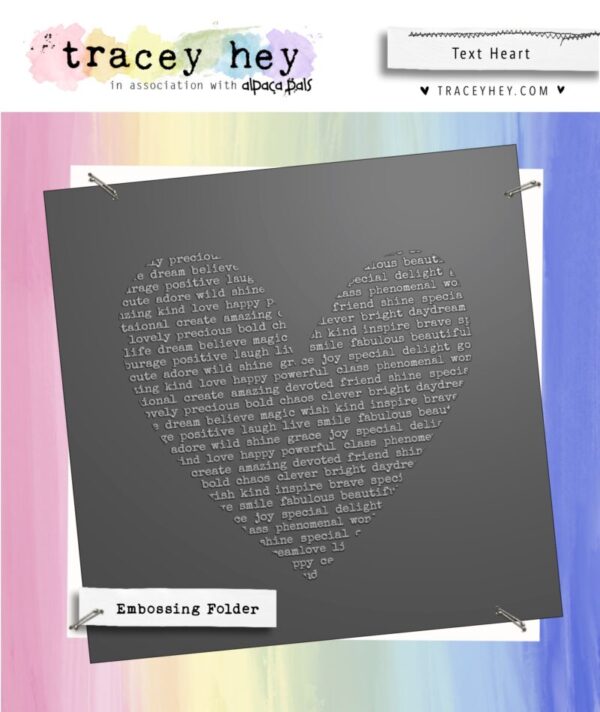 Text Heart 3D embossing folder + stencil, Tracey Hey